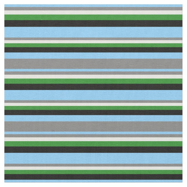 Tecido Azul, Cinza, Creme de Casa, Verde e Preto (Detalhe)