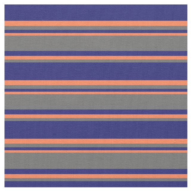 Tecido Azul, Cinza Escuro e Stripes de Coral (Detalhe)