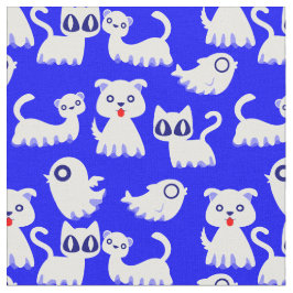 Tecido azul de cão-furão fantasma de halloween