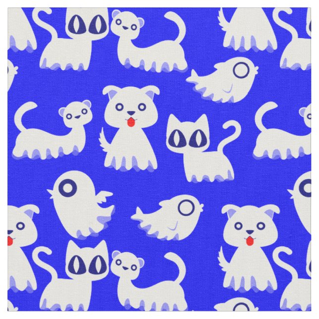 Tecido azul de cão-furão fantasma de halloween (Detalhe)