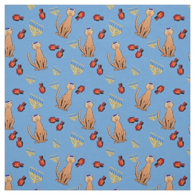 Tecido azul do envoltório de Dreidel do gato de (Modelo)