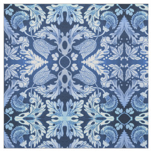 Tecido azul do teste padrão do Victorian