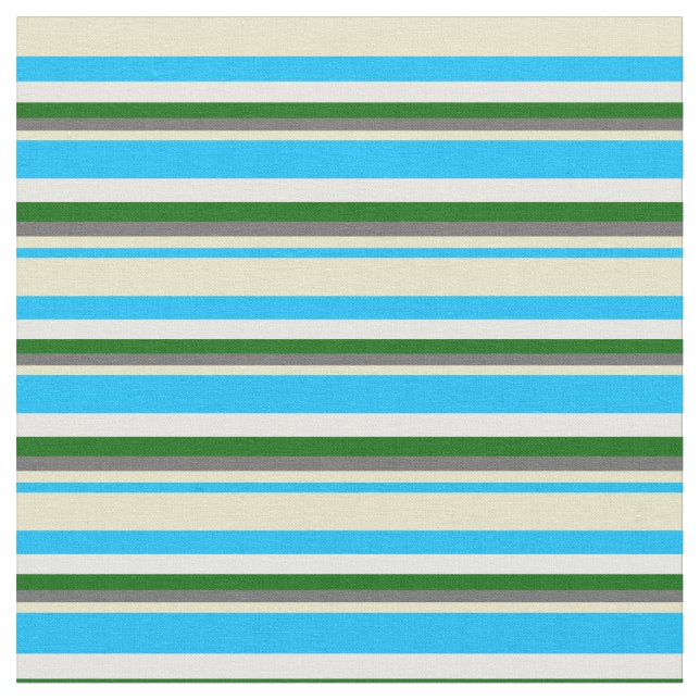 Tecido Azul, Dourado, Cinza, Verde e Branco (Detalhe)