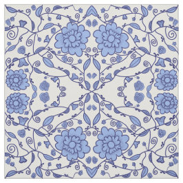 tecido azul e branco flores