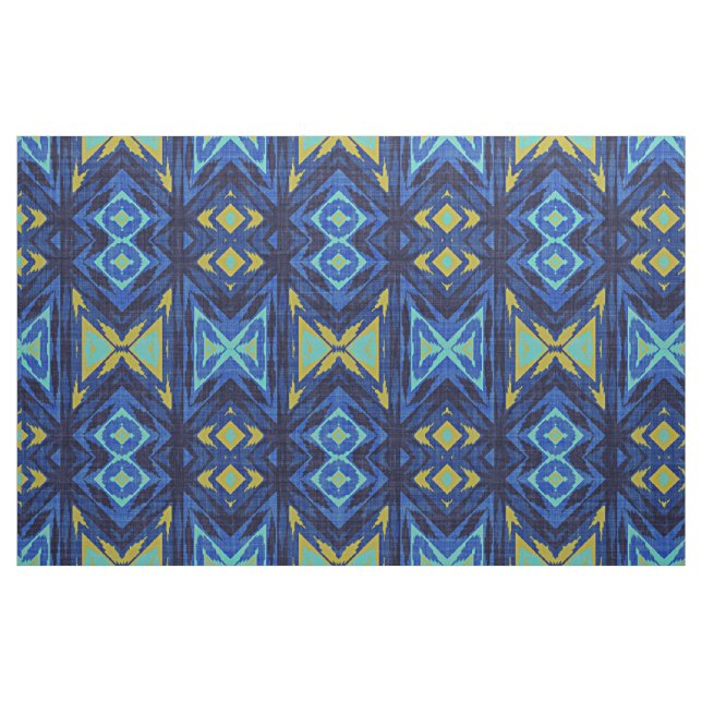 Tecido Azul Escuro Aqua Turquesa Verde Amarelo (Fat Quarter)