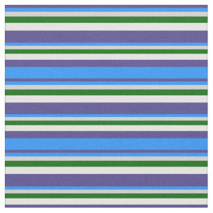 Tecido Azul Escuro, Azul, Cinzas, Verde e Creme de Casa