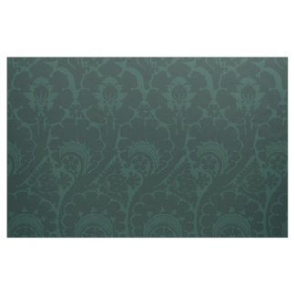 Tecido Azul-escuro Floral Renascentista Verde