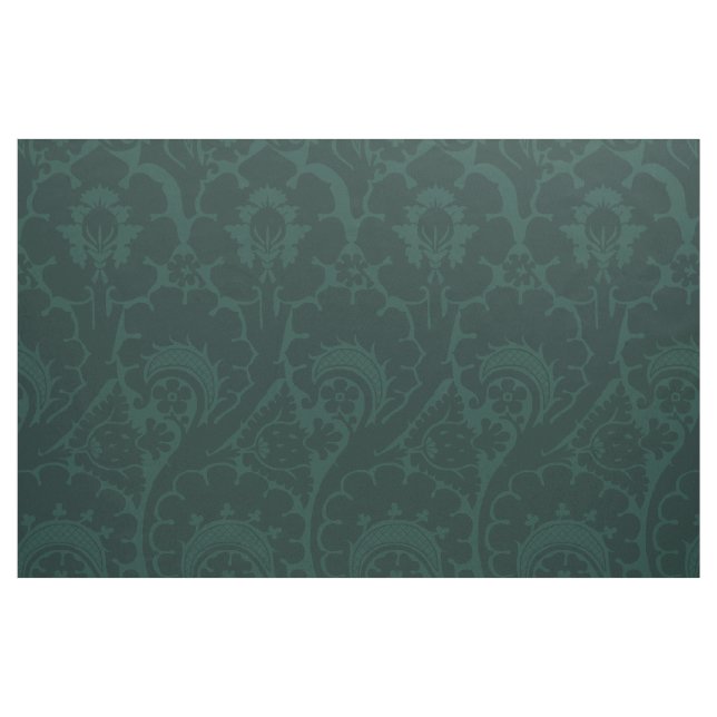 Tecido Azul-escuro Floral Renascentista Verde (Fat Quarter)