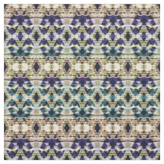 Tecido Azul-étnico, ikat bege  (Modelo)