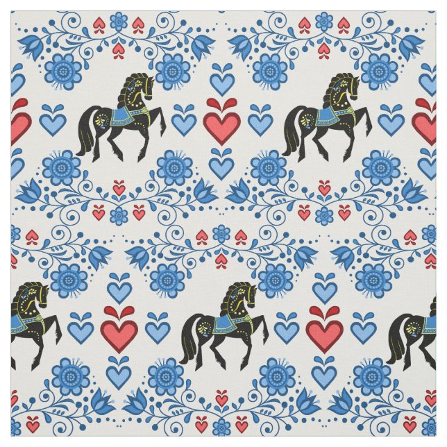 Tecido Azul-falso-frísico/ouro/preto,corações, 4" (Modelo)