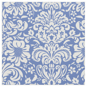 Tecido Azul Floral Damasco