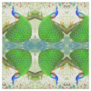 Tecido azul indiano exótico do pavão