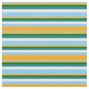 Tecido Azul, Laranja, Verde Escuro, Azul e Branco