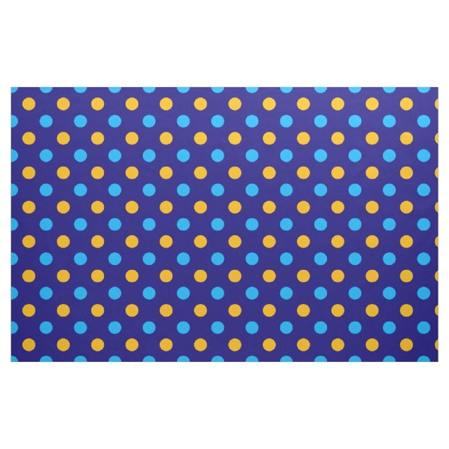 Tecido Azul Marinho Amarelo Ciano Desenho de Bolinhas  (Fat Quarter)