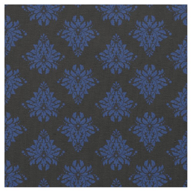 Tecido Azul Marinho Damask sobre Preto (Detalhe)
