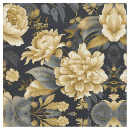 Tecido Azul Marinho e Dourado Moderno Padrão Boho Seamles