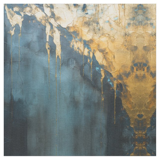 Tecido Azul Marinho e Dourado Moderno Padrão Boho Sem Cos (Detalhe)