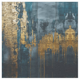 Tecido Azul Marinho e Dourado Moderno Padrão Boho Sem Cos