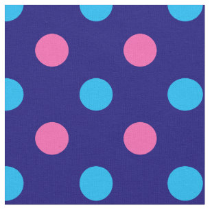 Tecido Azul Marinho Rosa Ciano Padrão de Bolinhas