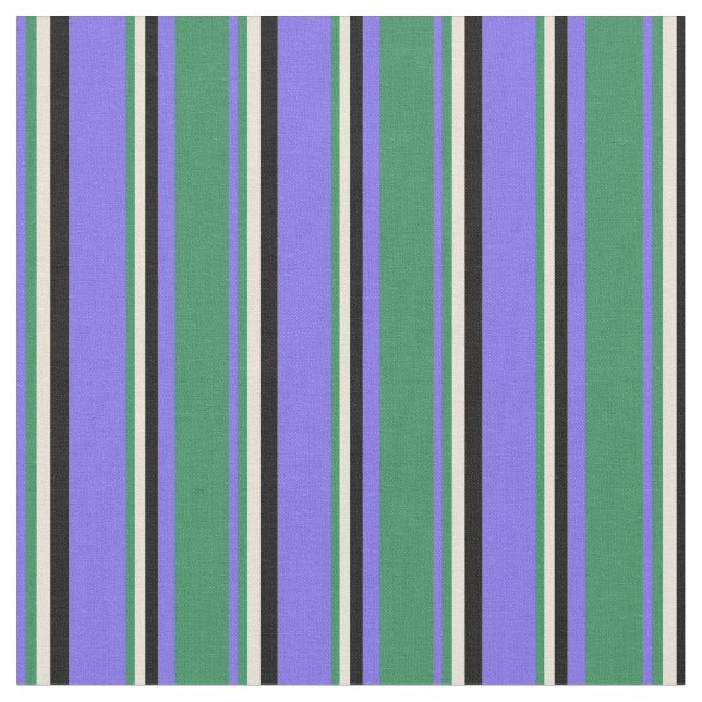 Tecido Azul médio, Verde marinho, Bisque e Preto (Detalhe)