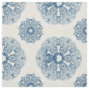 Tecido Azul náutico do azulejo do vintage da ilha das