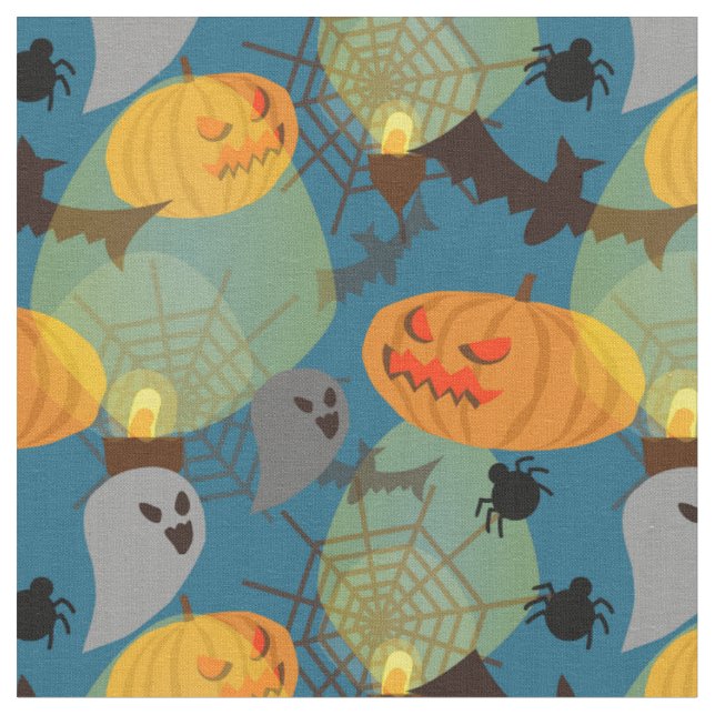 Tecido Azul Noturno das Halloween (Detalhe)