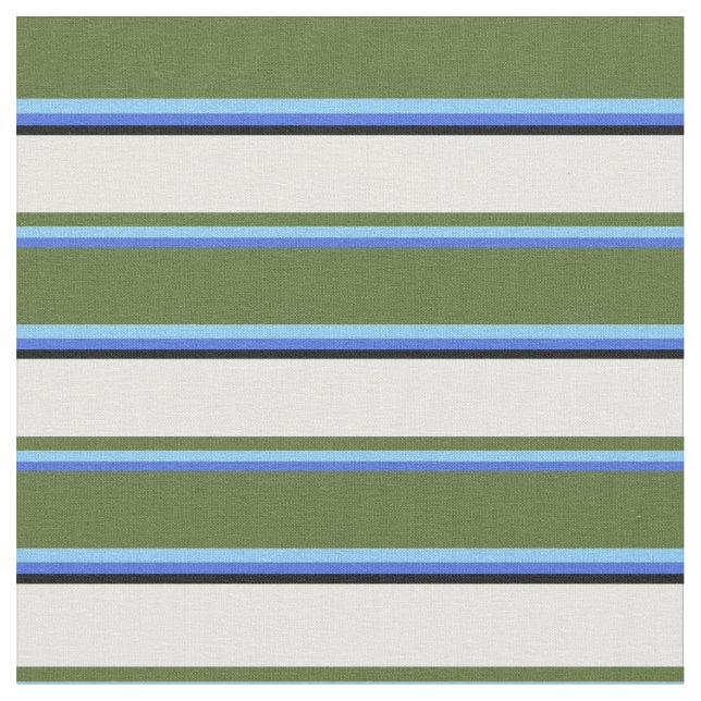 Tecido Azul Real, Azul Céu, Verde Azul, Branco e Preto (Detalhe)