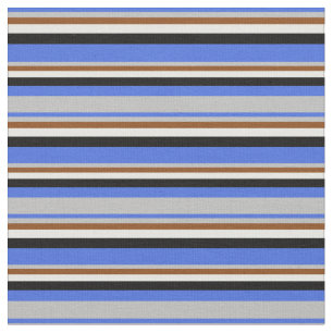 Tecido Azul Real, Cinzas, Castanho, Creme de Casa e Preto