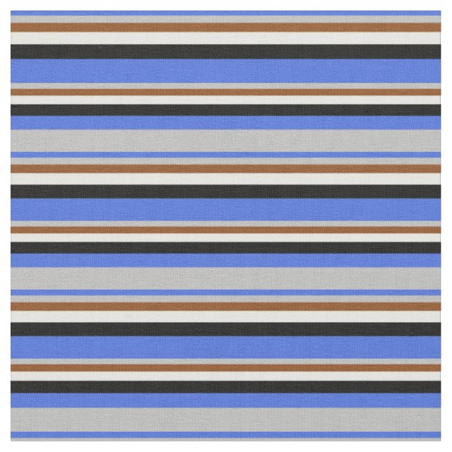 Tecido Azul Real, Cinzas, Castanho, Creme de Casa e Preto (Detalhe)