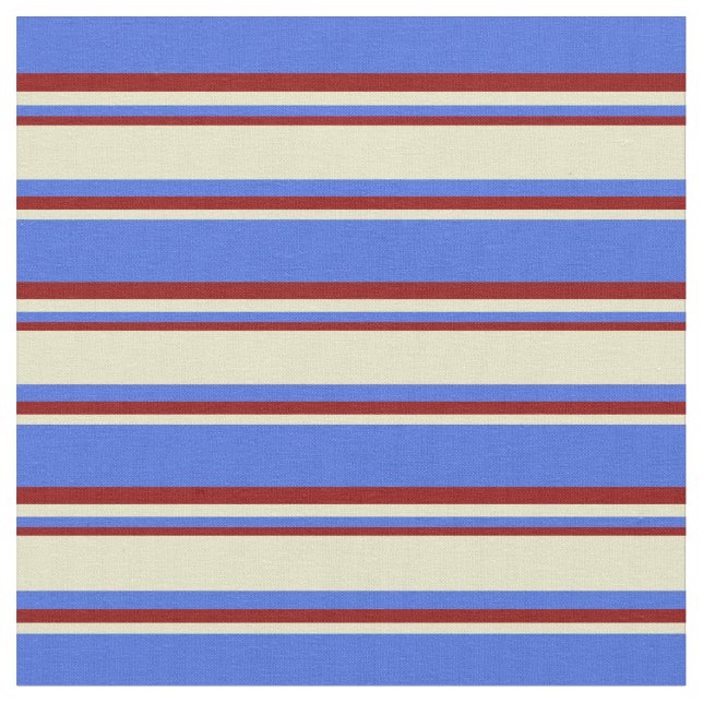 Tecido Azul Real, Goldenrod Pálido e Stripes Vermelhas Es (Detalhe)