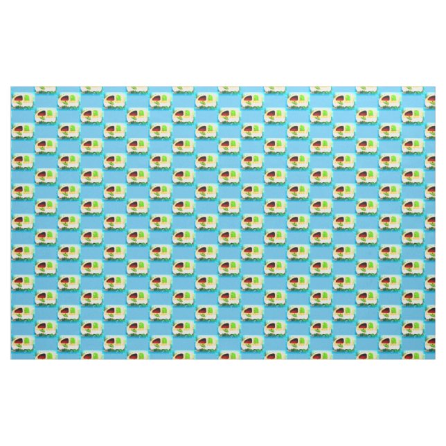 Tecido Azul retro personalizado do teste padrão do (Jarda)