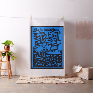 Tecido Azul Rico Contemporâneo de Designer