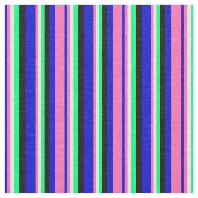 Tecido Azul, Rosa Quente, Creme da Casa da Moeda, Verde e (Detalhe)