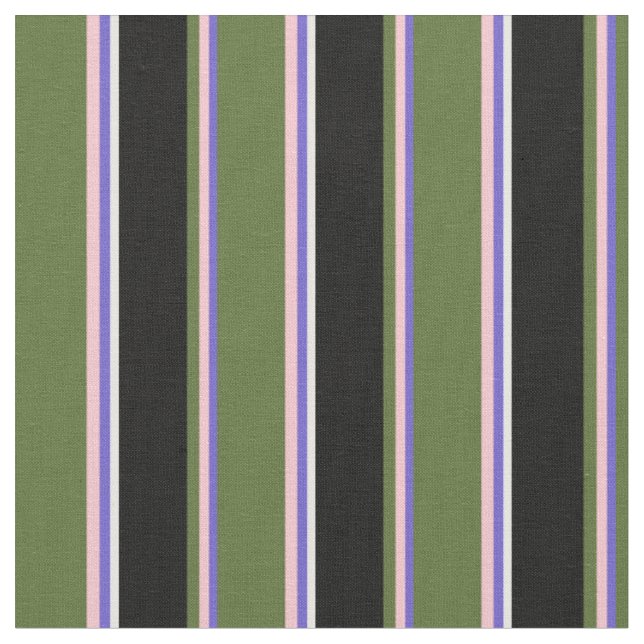 Tecido Azul, Rosa, Verde Oleícola Escuro, Preto e Branco (Detalhe)