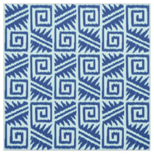Tecido Azul tribal asteca de Ikat - índigo e luz -