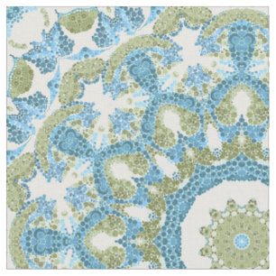 Tecido Azul verde branco decor decorativo ornamental cont