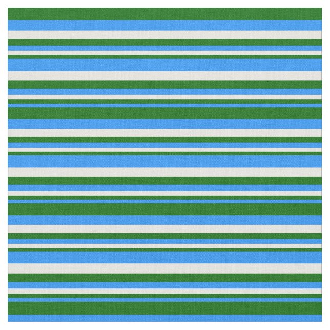Tecido Azul, Verde Escuro e Listras Brancas (Detalhe)