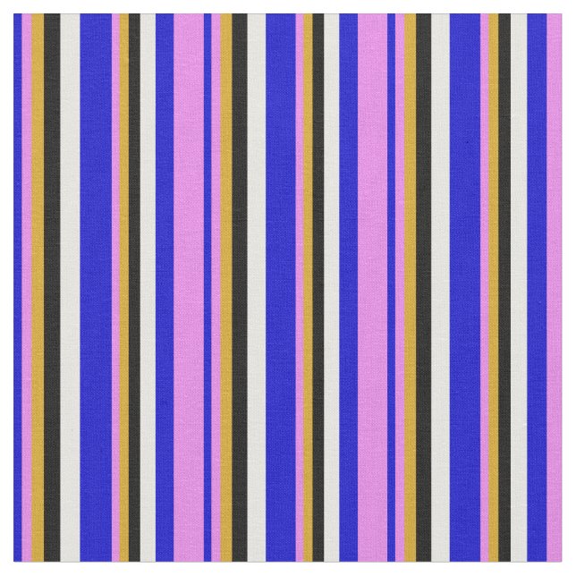 Tecido Azul, Violeta, Dourada, Preto e Branco Colorido (Detalhe)