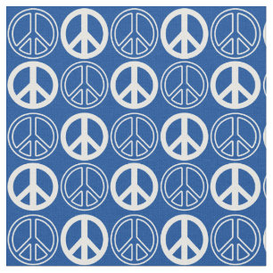 Tecido Azul White Peace Sign and Outlines