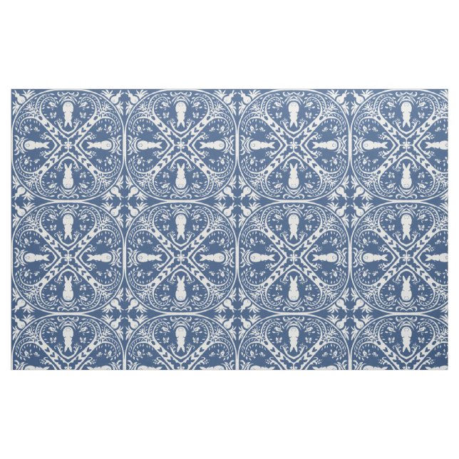 Tecido Azulejo Azul e Branco do Coelho Delft Dedham Bunny (Fat Quarter)