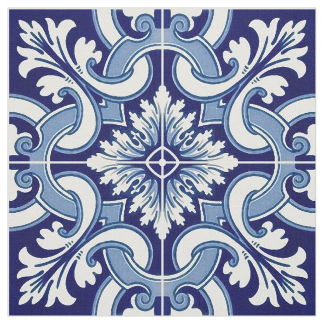 Tecido Azulejo azul português (Modelo)