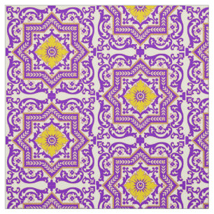 Tecido Azulejo Cerâmica Estilo de Vintagem Monograma