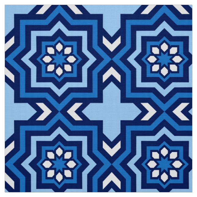 Tecido Azulejo, cobalto, marinho e luz marroquinos - azul (Modelo)
