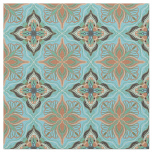 Tecido Azulejo Floral Azul Marroquino