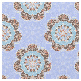 Tecido Azulejo Floral de Mandala em Azul Claro