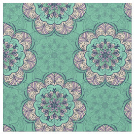 Tecido Azulejo Floral Mandala em Casa e Lavanda
