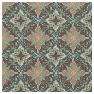 Tecido Azulejo Floral Marrom da Watercolor