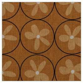 Tecido Azulejo Floral Mostarda Quente Grande - Linho Natu