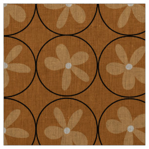 Tecido Azulejo Floral Mostarda Quente Grande - Linho Natu