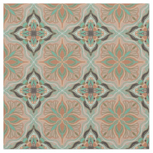 Tecido Azulejo Floral Pastel Marroquino Aquarela